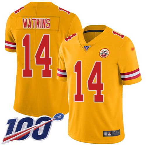 Men Kansas City Chiefs #14 Watkins Sammy Limited Gold Inverted Legend 100th Season Football Nike NFL Jersey->kansas city chiefs->NFL Jersey